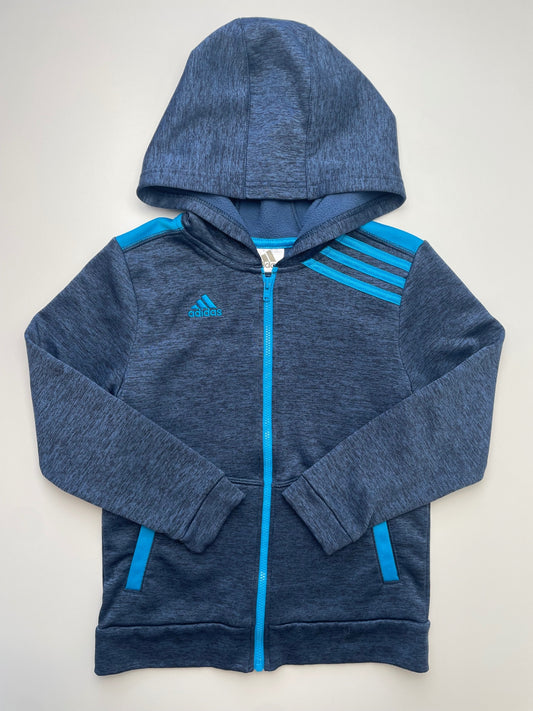 Adidas Sweatshirt - Blue Heathered Full Zip Hoodie | size 6