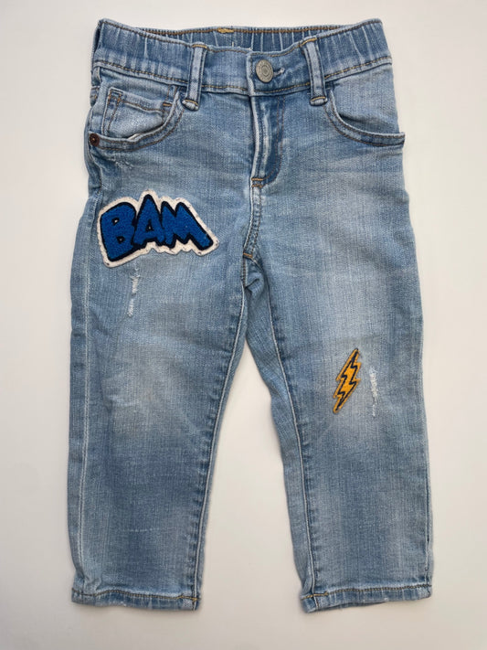 Baby Gap Jeans - Blue 'Bam' & Lightning Bolt Slim | size 2T
