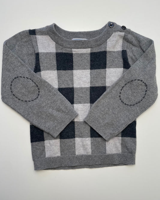 Jacadi Sweater - Gray Gingham Crewneck | size 24 Months