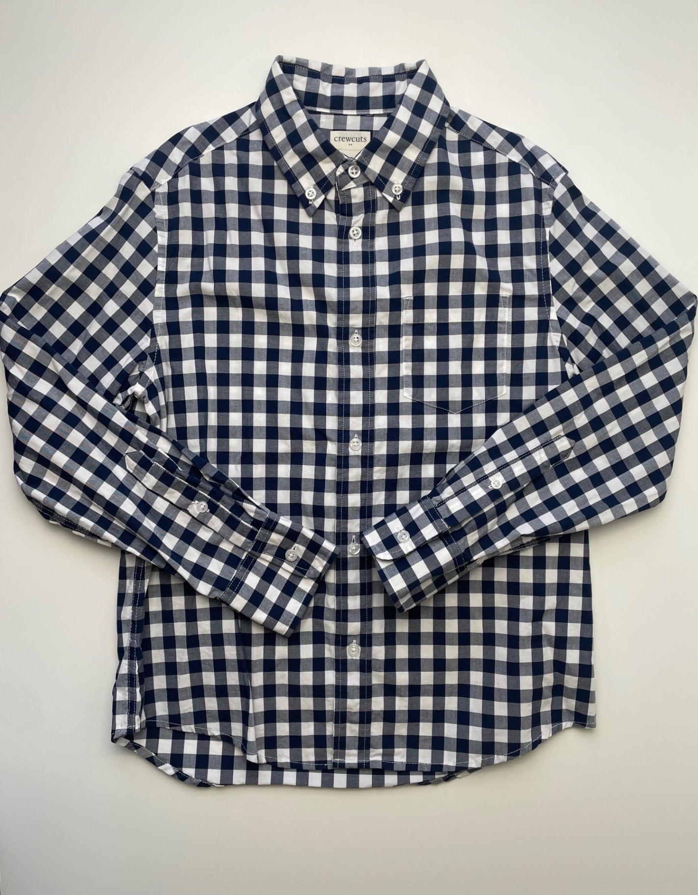 Crewcuts Shirt - Navy Blue Gingham Button Down | size 10