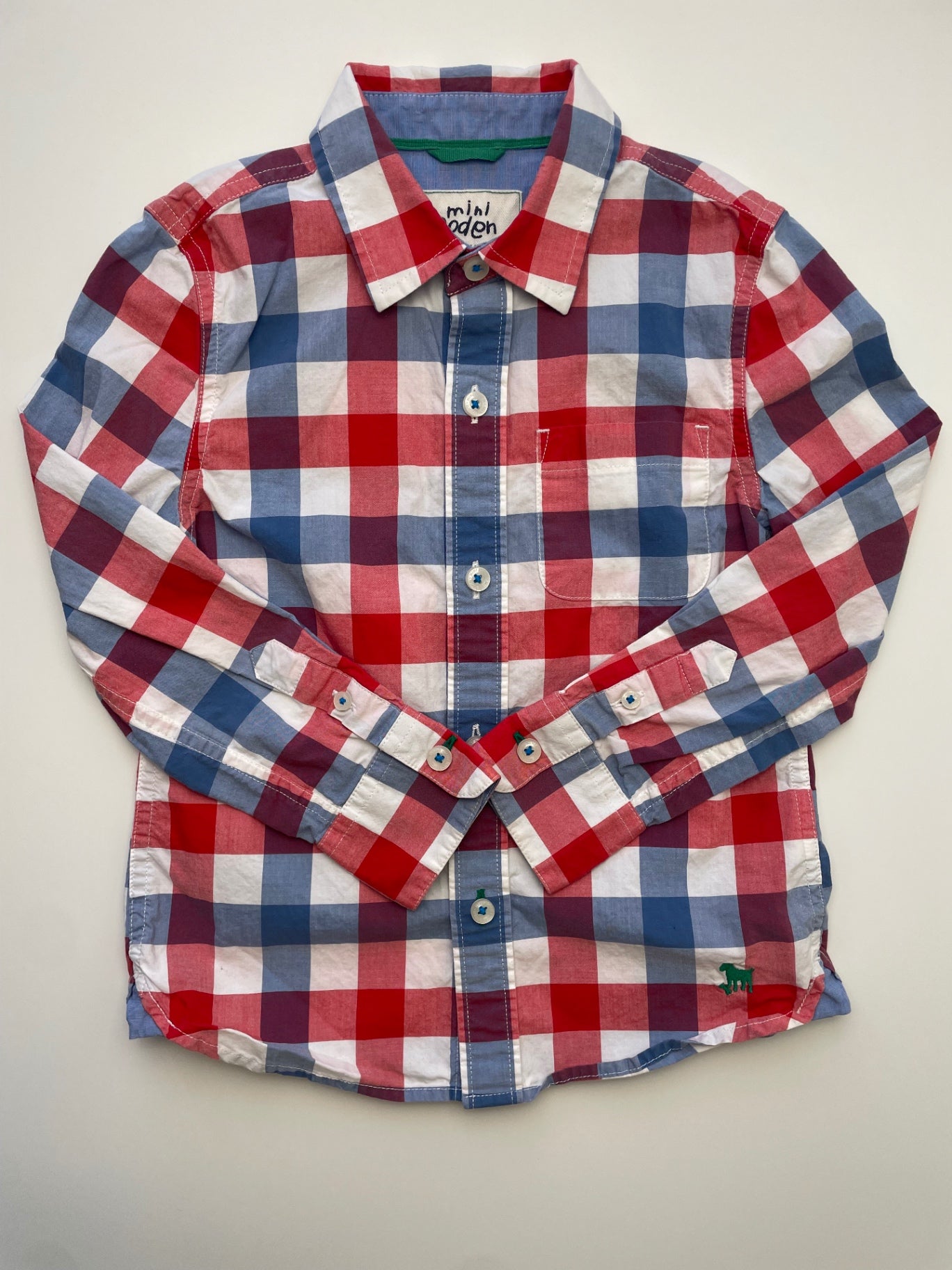 Mini Boden Shirt - Red Checkered Button Up | size 4T/5T
