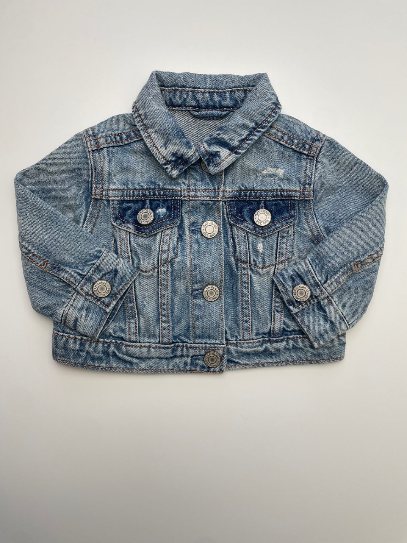 Baby Gap Jacket - Blue Denim Light Distressing | size 3 - 6 Months