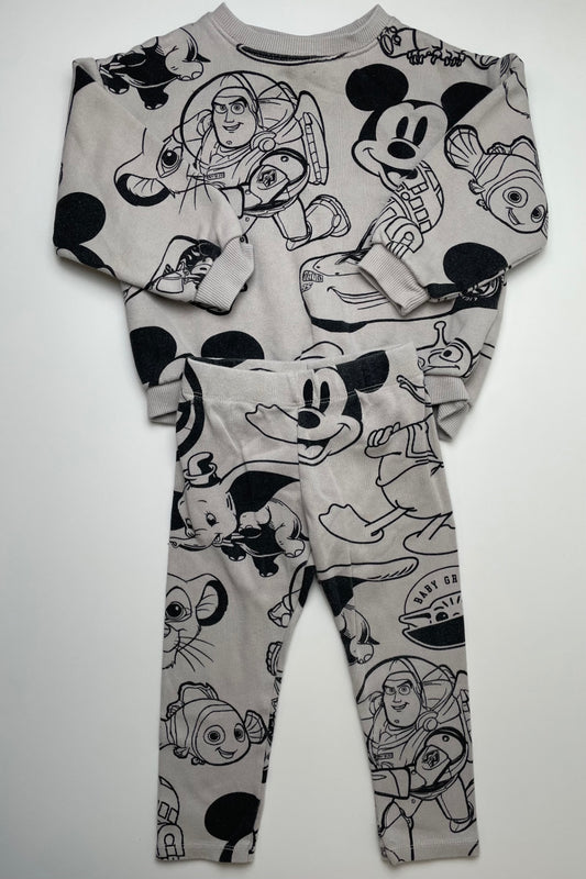 Zara 2 Piece Ensemble - Gray Disney Character Crewneck + Leggings | size 3T/4T