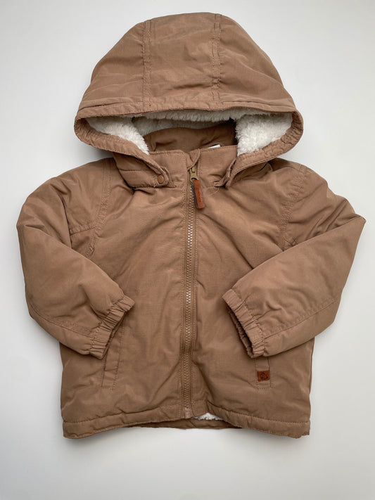 H&M Coat - Tan Fur Lined w/ Detachable Hood | size 2T