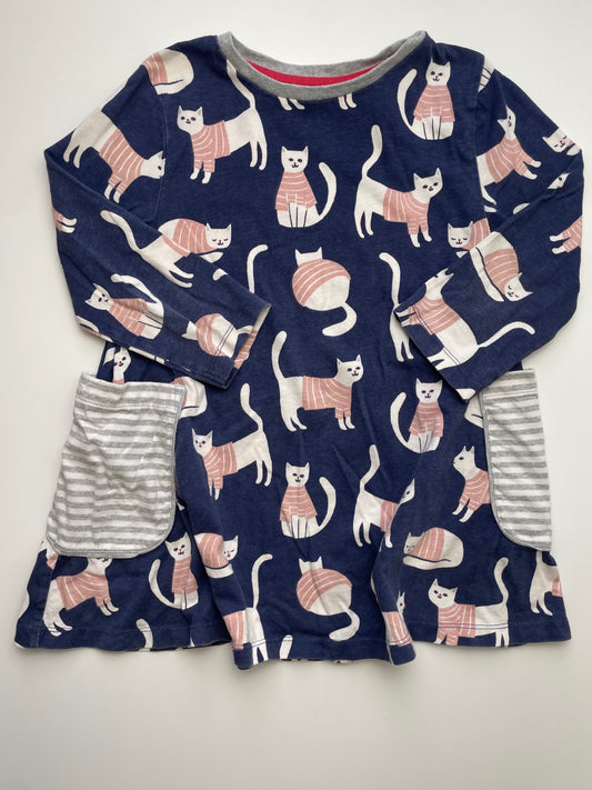Mini Boden Dress - Navy Blue Cats Wearing Shirts | size 7/8