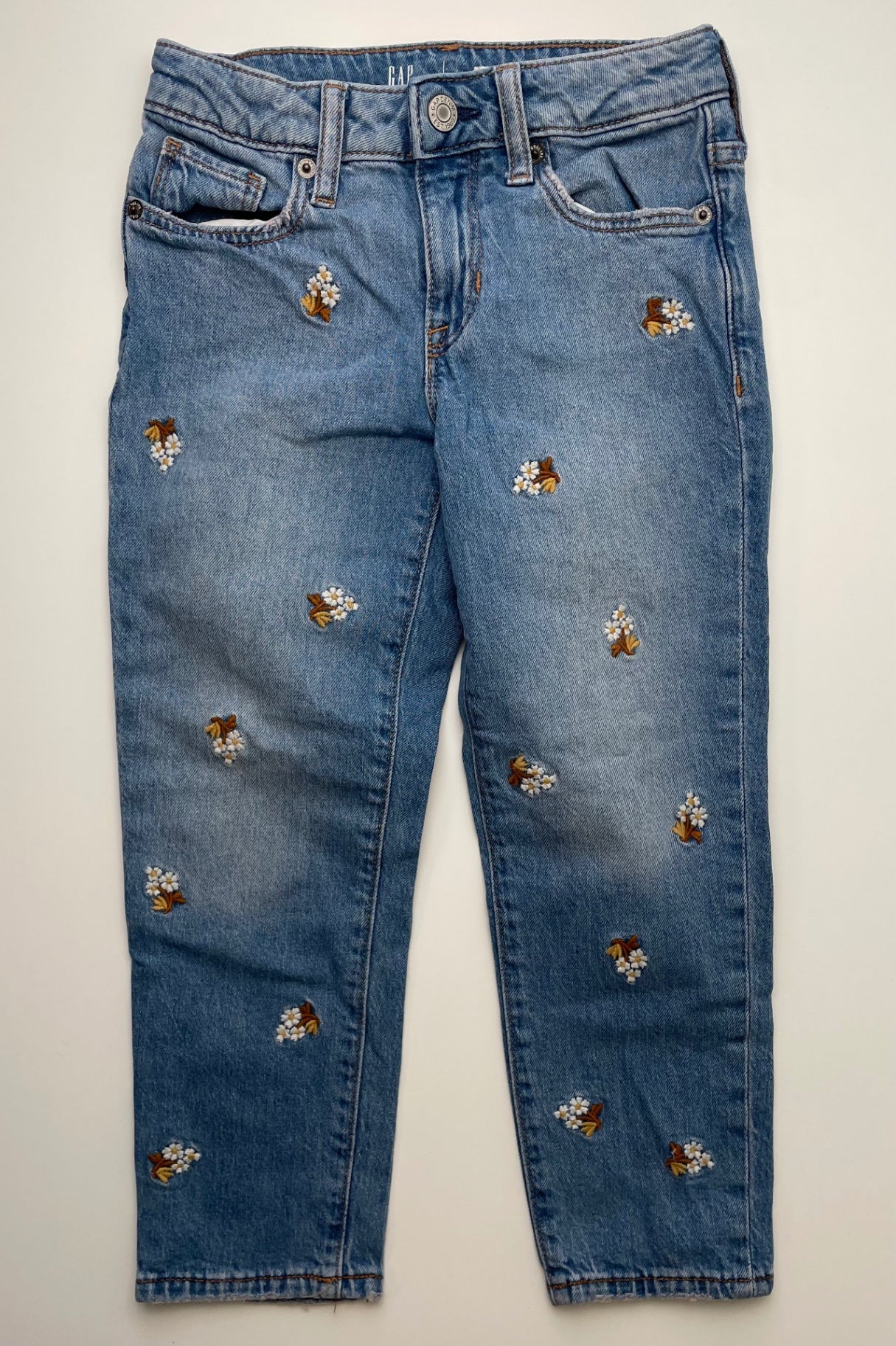 GapKids Jeans - Blue Flower Embroidery Girlfriend Style | size 7