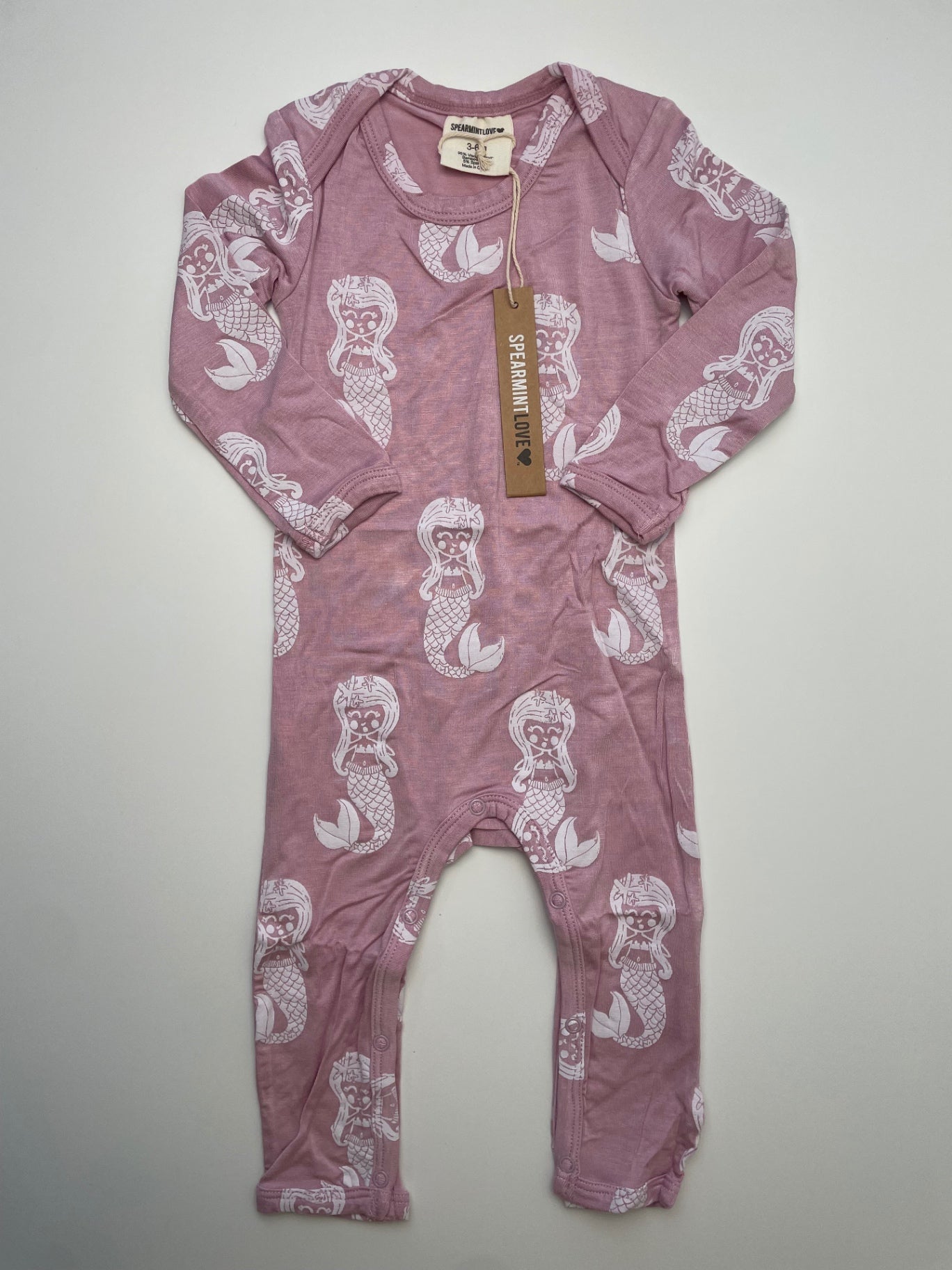 Spearmint Love Onesie - Pink Mermaid Pattern | size 3 - 6 Months