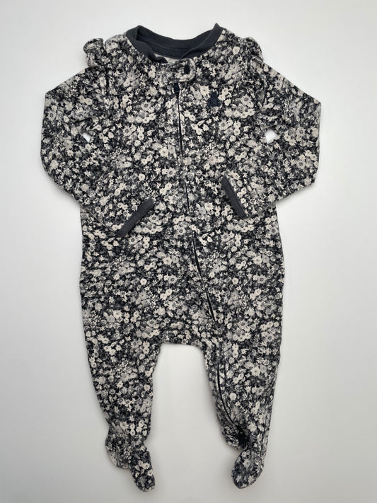 Baby Gap Onesie - Gray Floral | size 0 - 3 Months