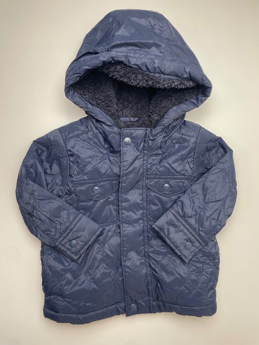 Old Navy Coat - Navy Blue Fur Lined Water Resistant | size 12 - 18 Months