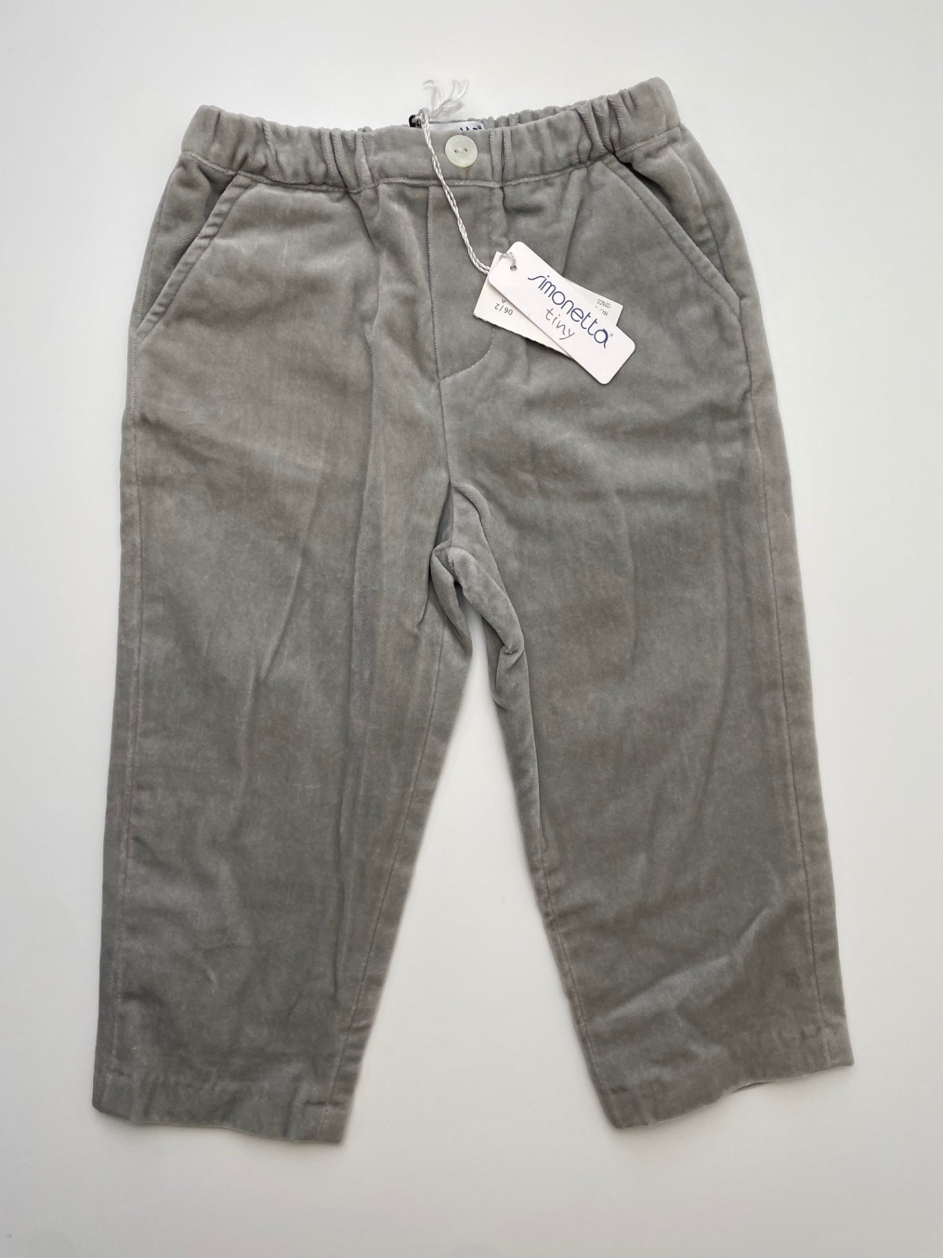 Simonetta Pants - Gray Velvet 100% Cotton Made in Italy | size 18 Months