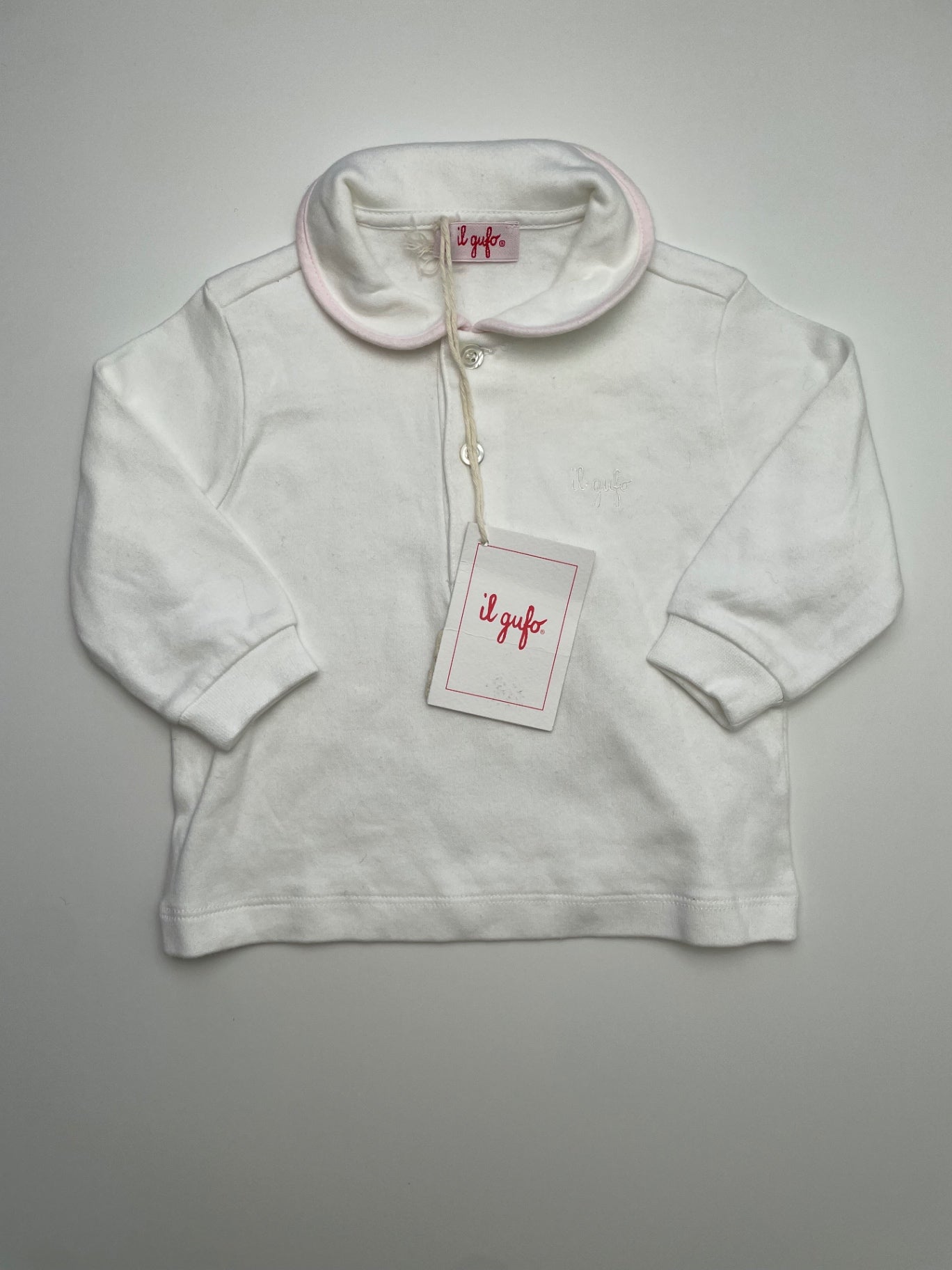 il gufo Shirt - White Peter Pan Collar 100% Cotton Made in Italy | size 6 Months