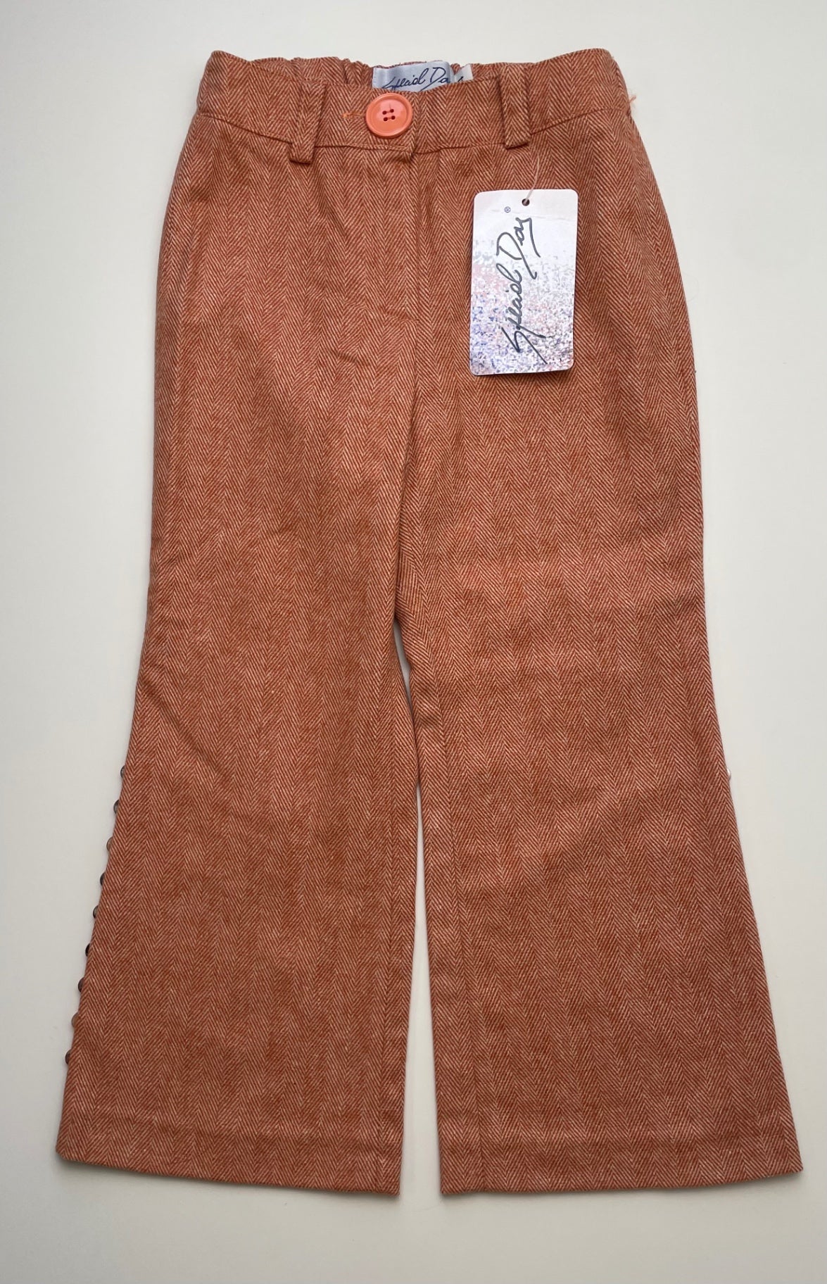 Special Day Pants - Orange Herringbone Wool-Blend Made in Italy | size 4T