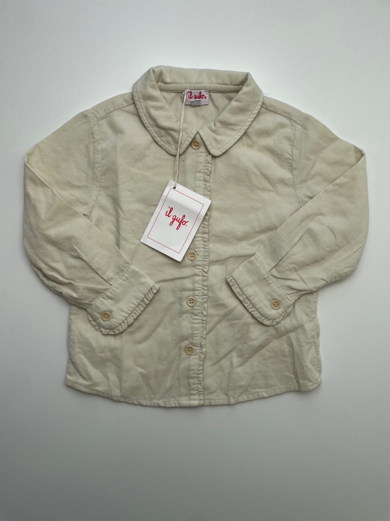 il gufo Shirt - Cream Button Up 100% Cotton | size 2T