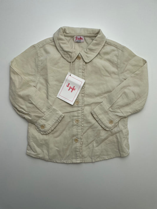 il gufo Shirt - Cream Button Up 100% Cotton | size 2T