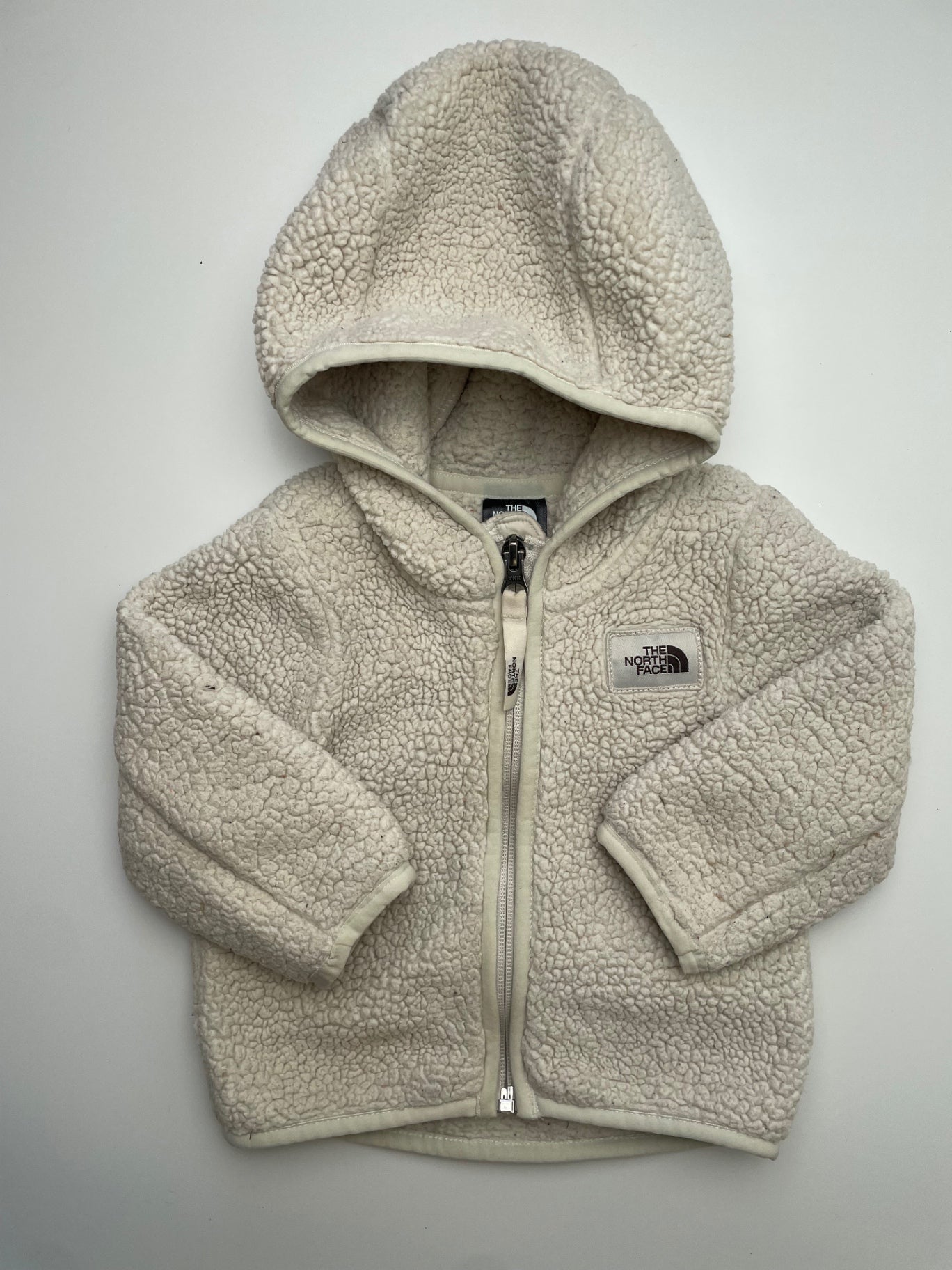 The North Face Jacket - Cream Sherpa Full Zip w/ Hood | size 6 - 12 Months