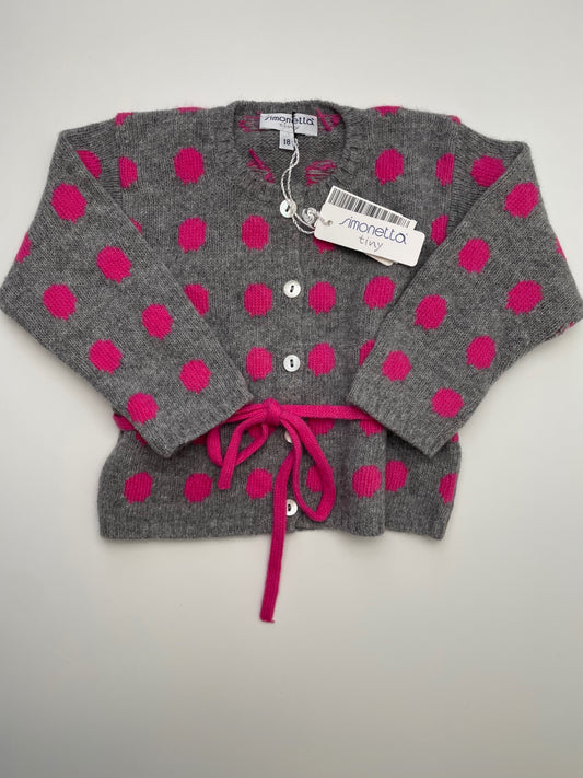Simonetta Sweater - Gray Polka Dot Cardigan 100% Wool Made in Italy | size 18 Months