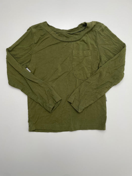Kyte Long Sleeve T-Shirt - Green Front Pocket | size 12 - 18 Months