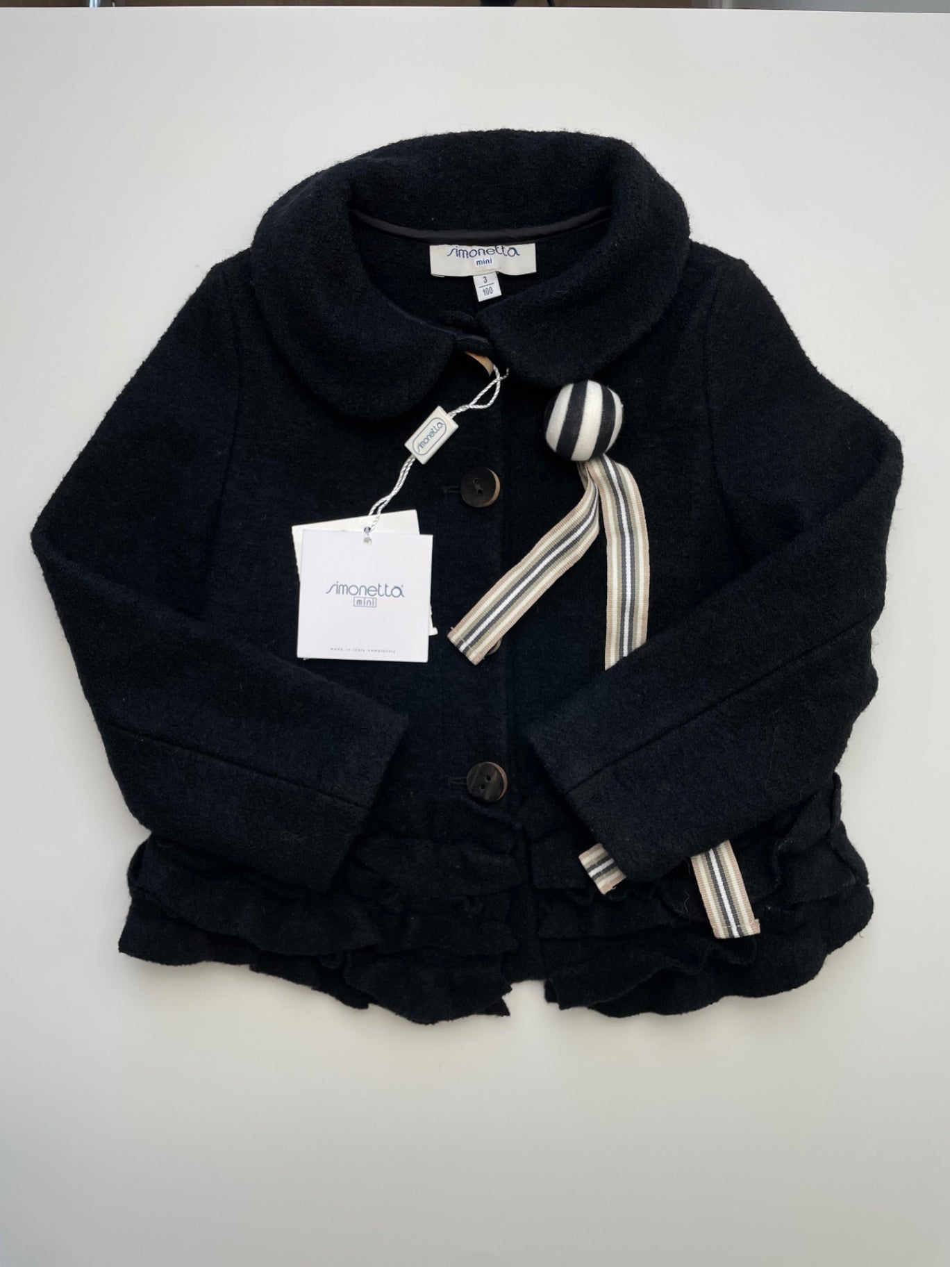 Simonetta Jacket/Coat - Black 100% Wool Made in Italy | size 3T
