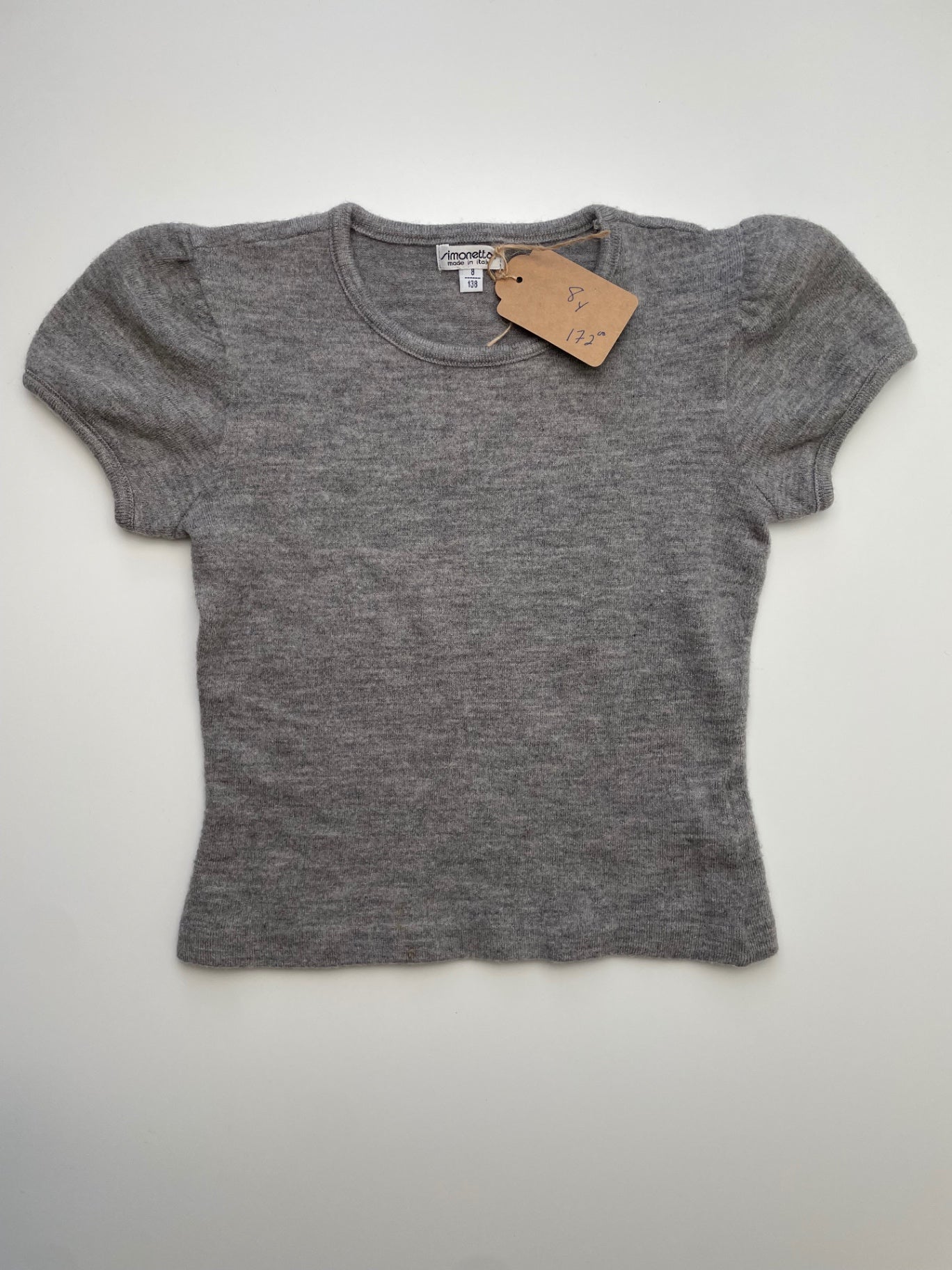 Simonetta T-Shirt - Gray Wool-Blend Made in Italy | size 8