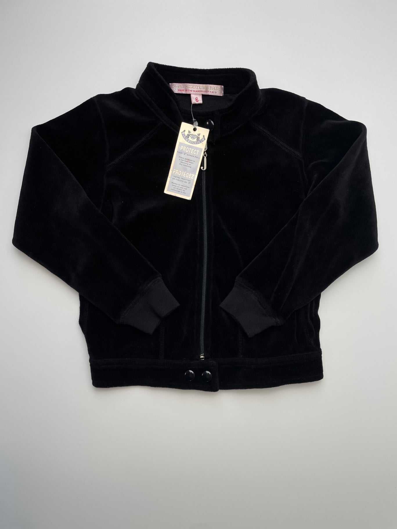 Juicy Couture Baby Sweatshirt - Black Velour Zip Up | size 6