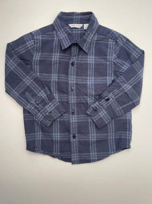Janie and Jack Shirt - Navy Blue Plaid Button Up | size 2T