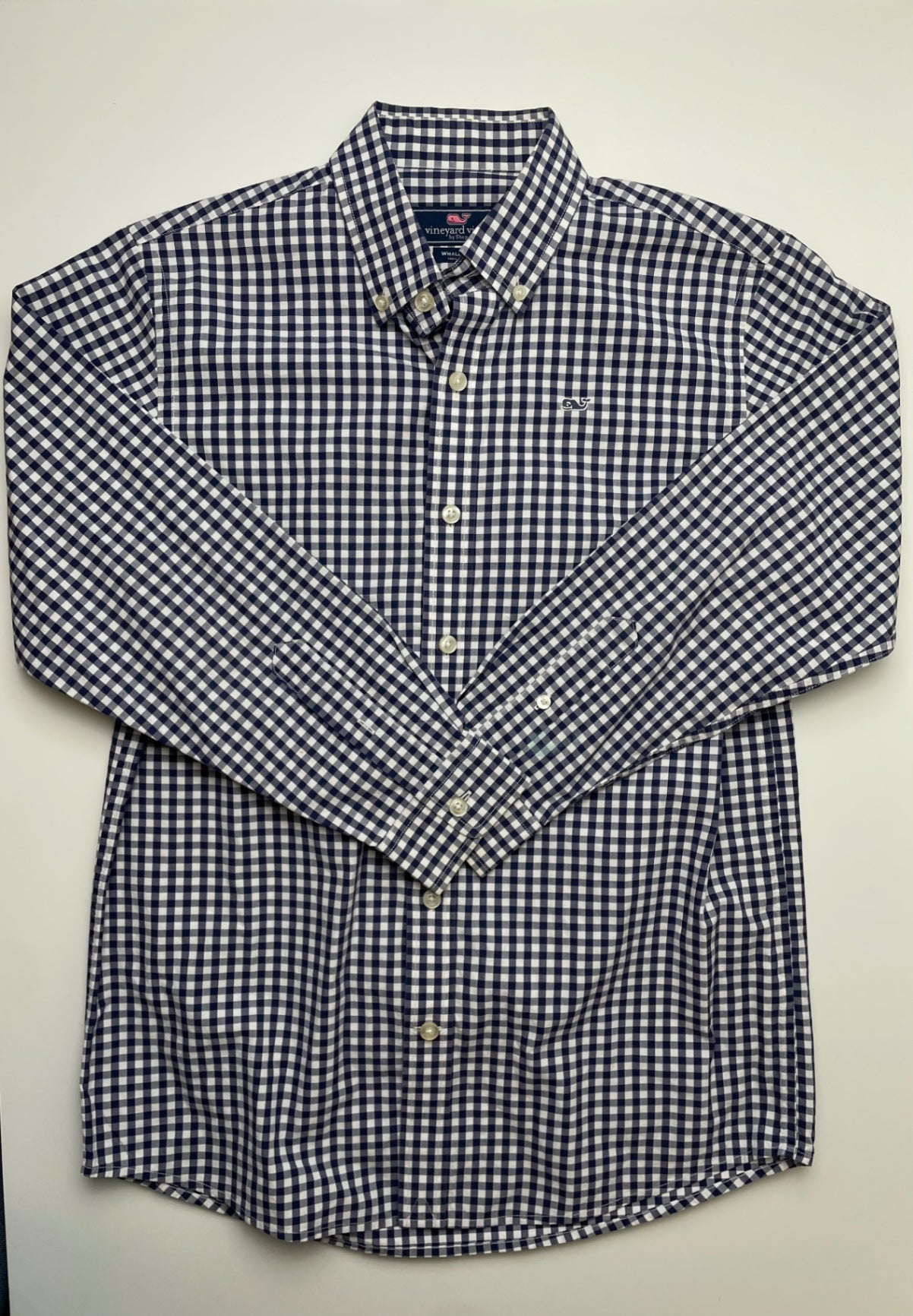 Vineyard Vines Shirt - Navy Blue Gingham Button Down | size 12/14