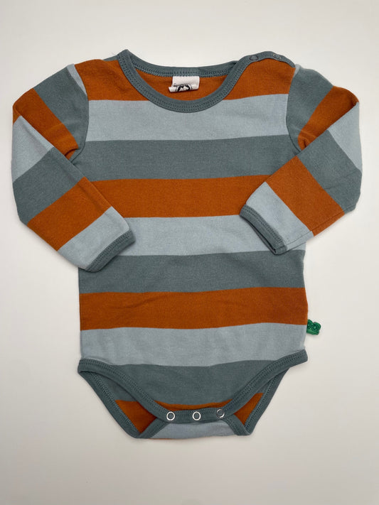 Fred's World by Green Cotton Onesie - Blue Striped 100% Organic Cotton | size 6 - 9 Months