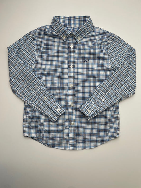 Vineyard Vines Shirt - Blue Plaid Button Down | size 5T