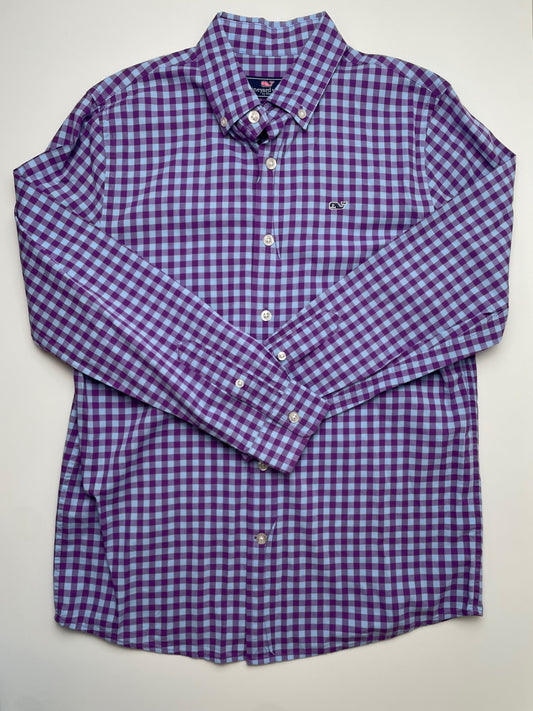 Vineyard Vines Shirt - Purple Gingham Button Down | size 12/14