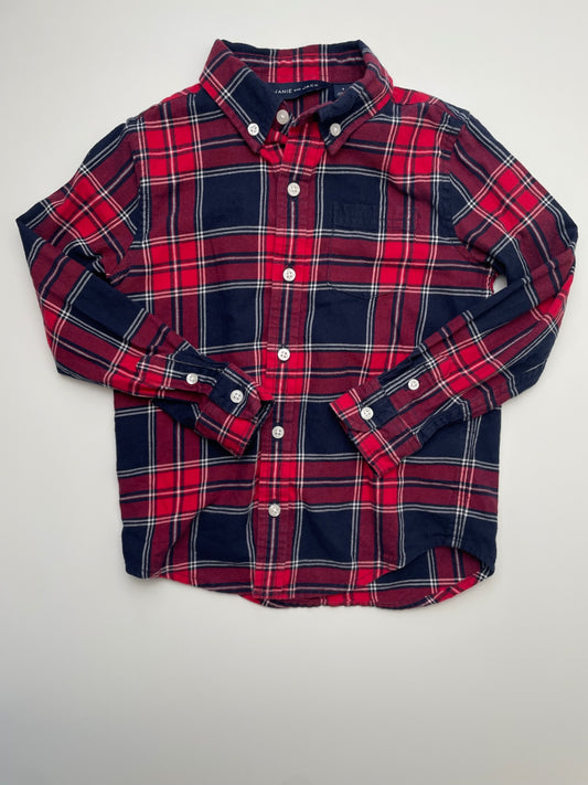 Janie and Jack Shirt - Red Plaid Button Down | size 4T