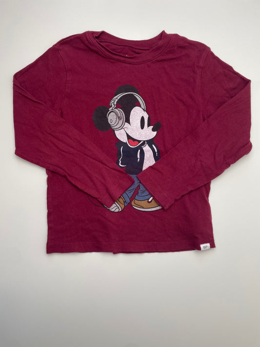 Baby Gap Long Sleeve T-Shirt - Red Mickey Mouse Headphones | size 5T