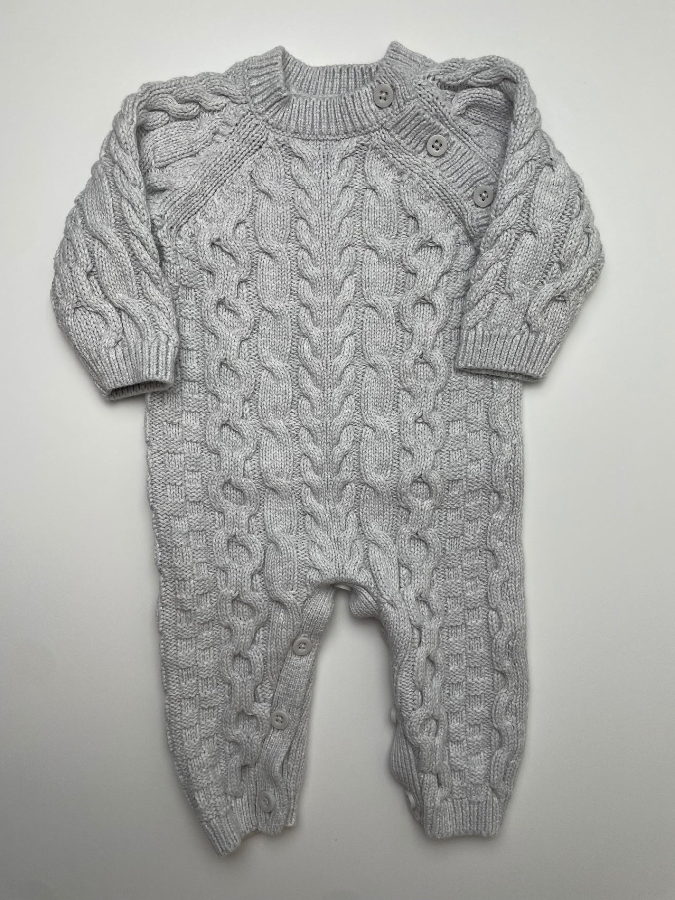 Hope & Henry Onesie - Gray Cable Knit | size 0 - 3 Months