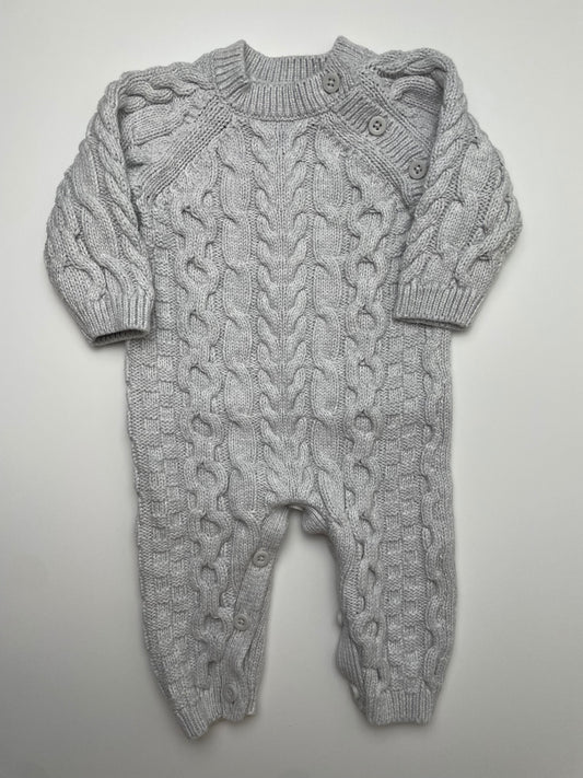 Hope & Henry Onesie - Gray Cable Knit | size 0 - 3 Months