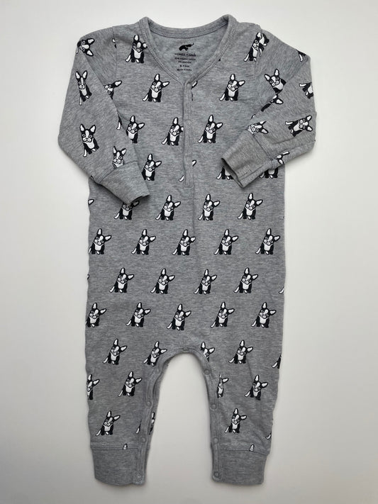 Monica + Andy Onesie - Gray French Bulldogs | size 9 - 12 Months