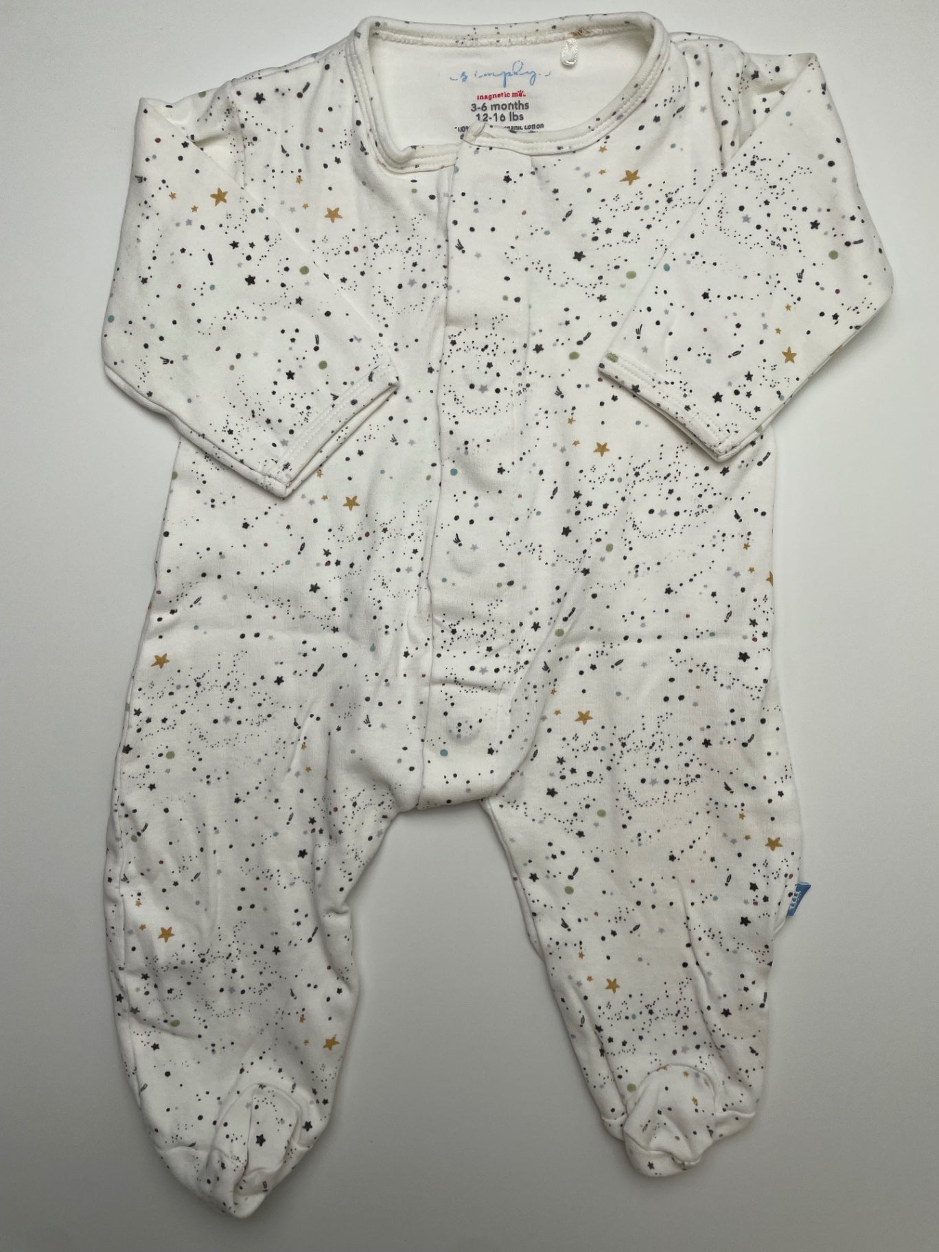 Magnetic Me Onesie - White Stars | size 3 - 6 Months