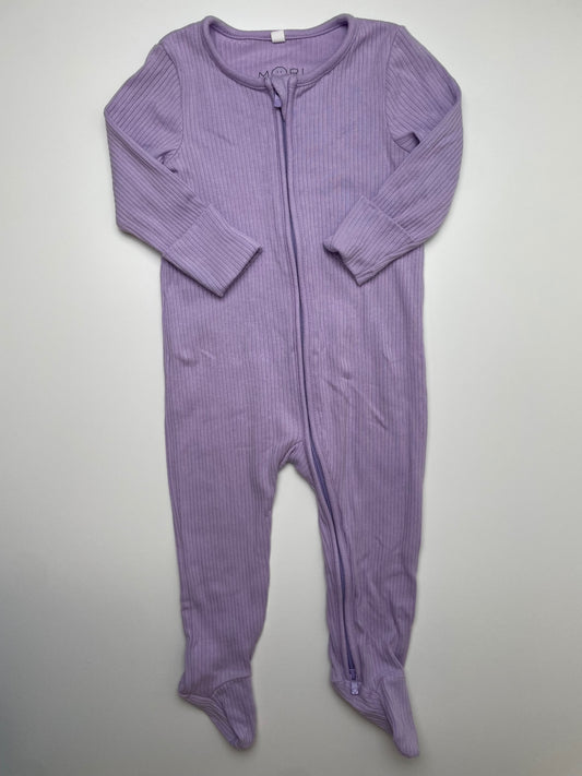 Mori Onesie - Purple Ribbed Long Sleeve | size 6 - 9 Months