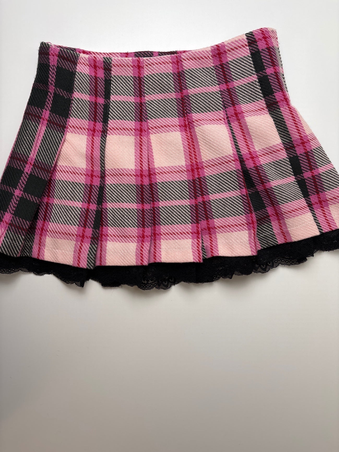 Katie J NYC Skirt - Pink Plaid Pleated | size L