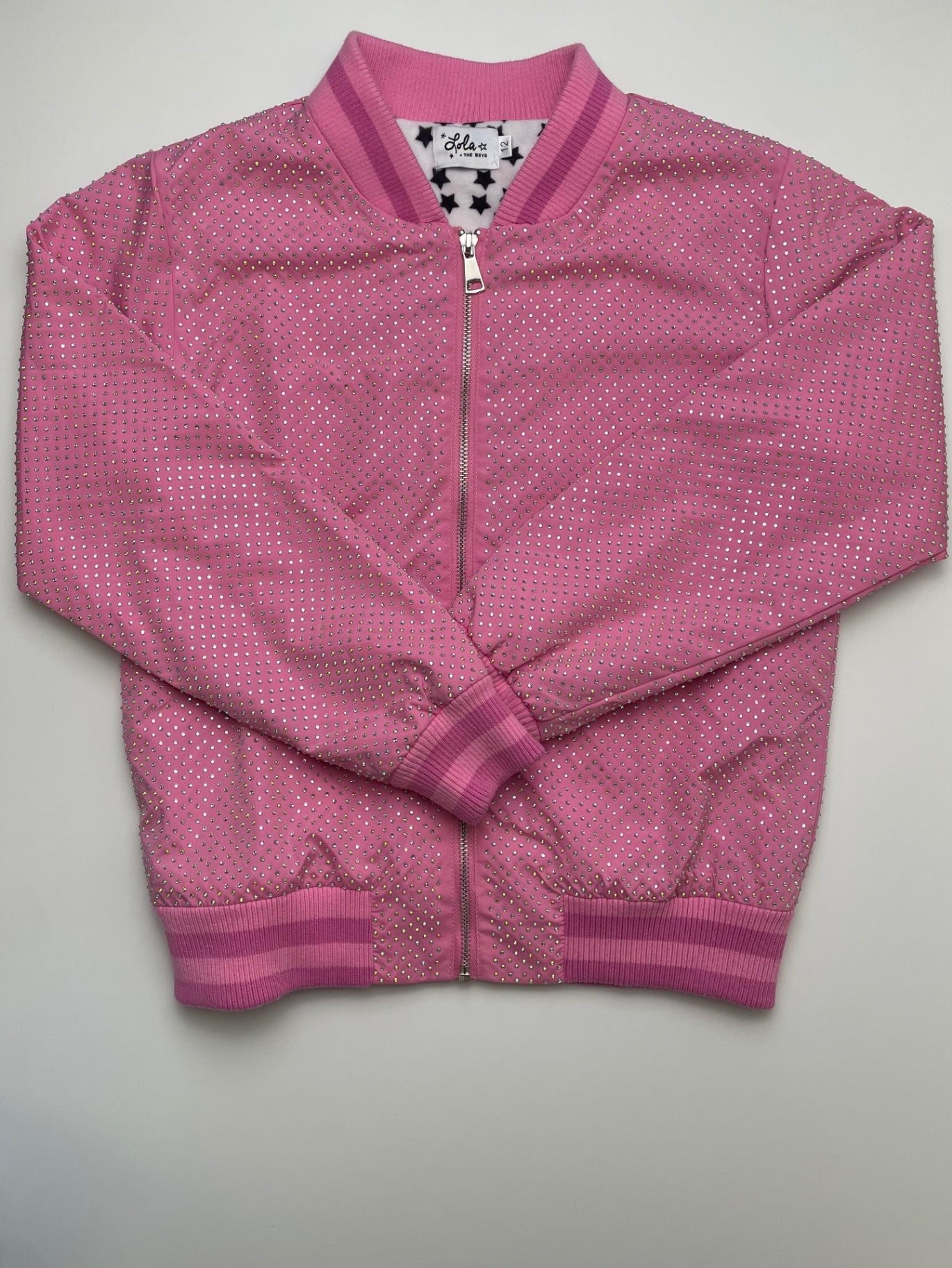 Lola & The Boys Jacket - Pink Rhinestone Bomber | size 12