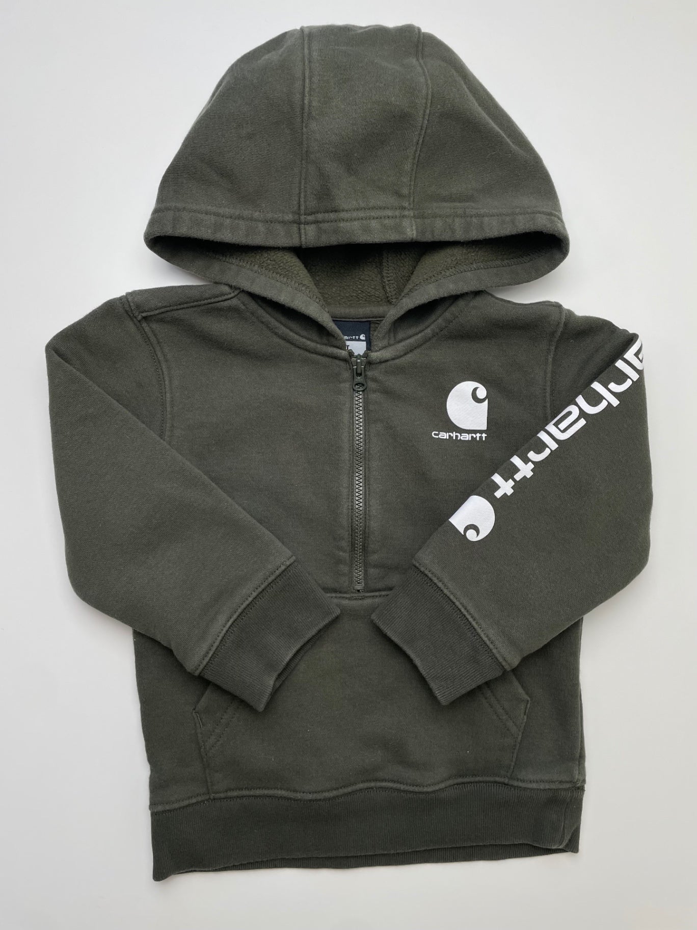 Carhartt Sweatshirt - Green 1/4 Zip Hoodie | size 2T