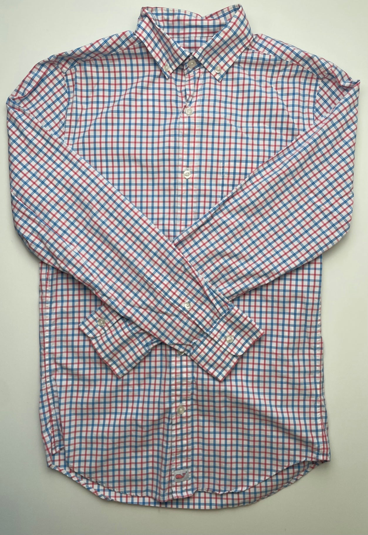 Vineyard Vines Shirt - White Plaid Button Down (Adult Size XS) | size 16/18