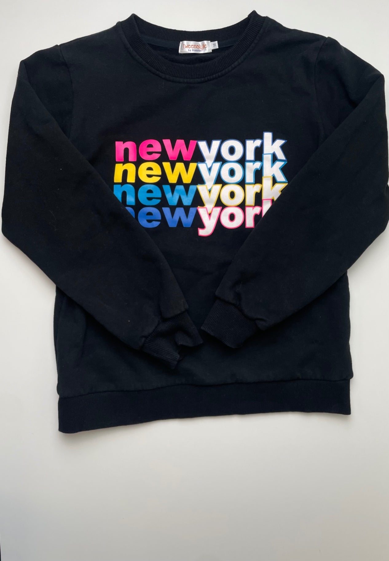 Tweenstyle Sweatshirt - Black 'new york' Crewneck | size 14