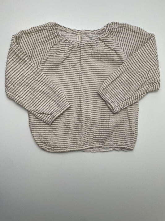 Quincy Mae Shirt - Cream Striped 100% Organic Cotton | size 18 - 24 Months