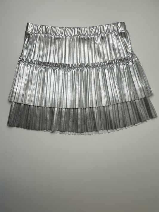 Mia New York Skirt - Silver Metallic Pleated Tiered | size 12