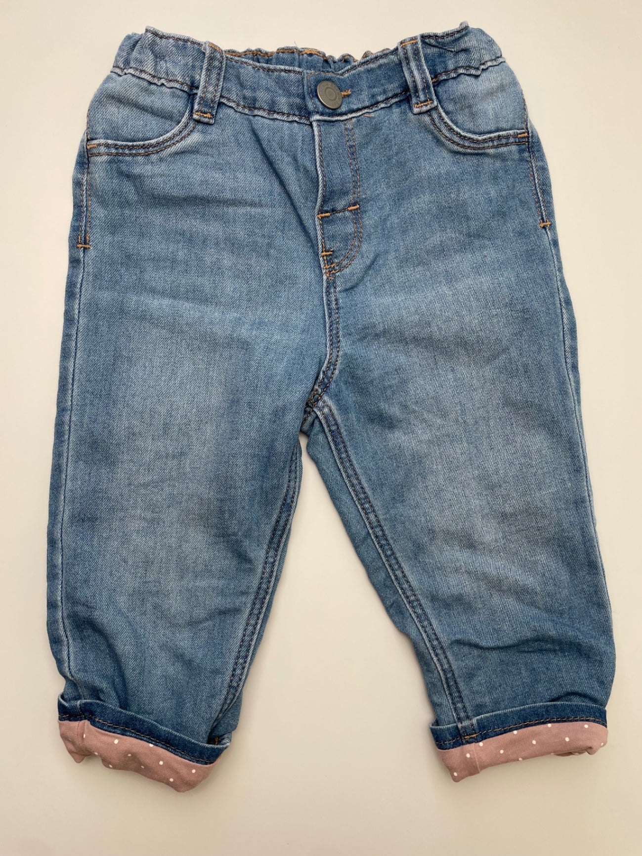 H&M Jeans - Blue Polka Dot Lining | size 18 Months