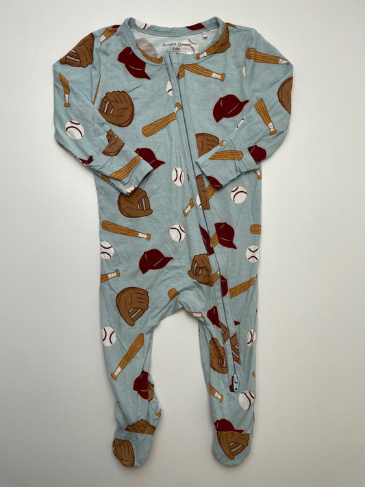 Angel Dear Onesie - Blue Baseball Pattern | size 3 - 6 Months