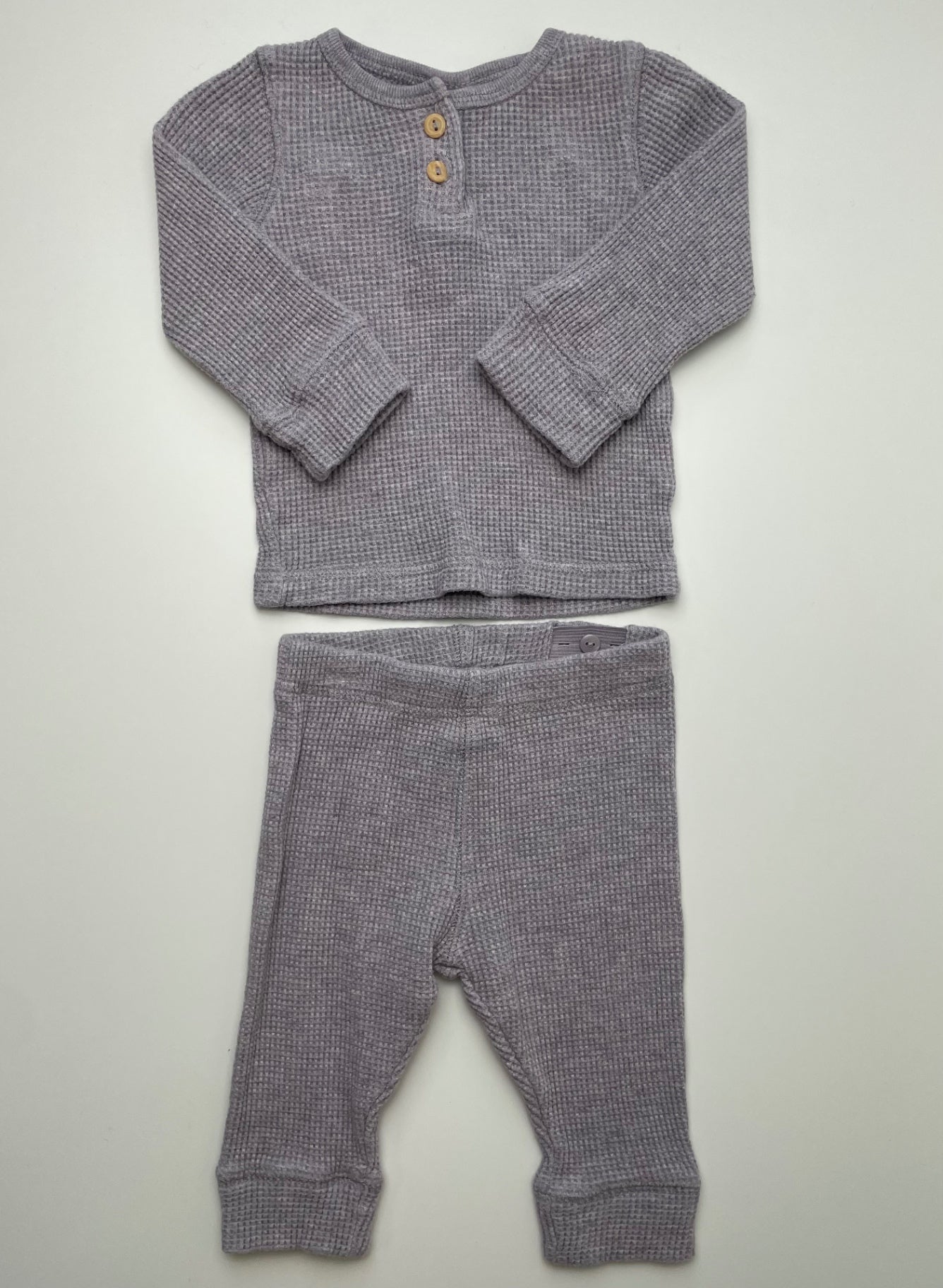 H&M 2 Piece Ensemble - Purple Waffle Knit Long Sleeve + Leggings | size 6 Months