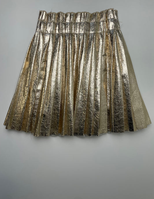 Lola & The Boys Skirt - Gold Metallic Pleated | size 10