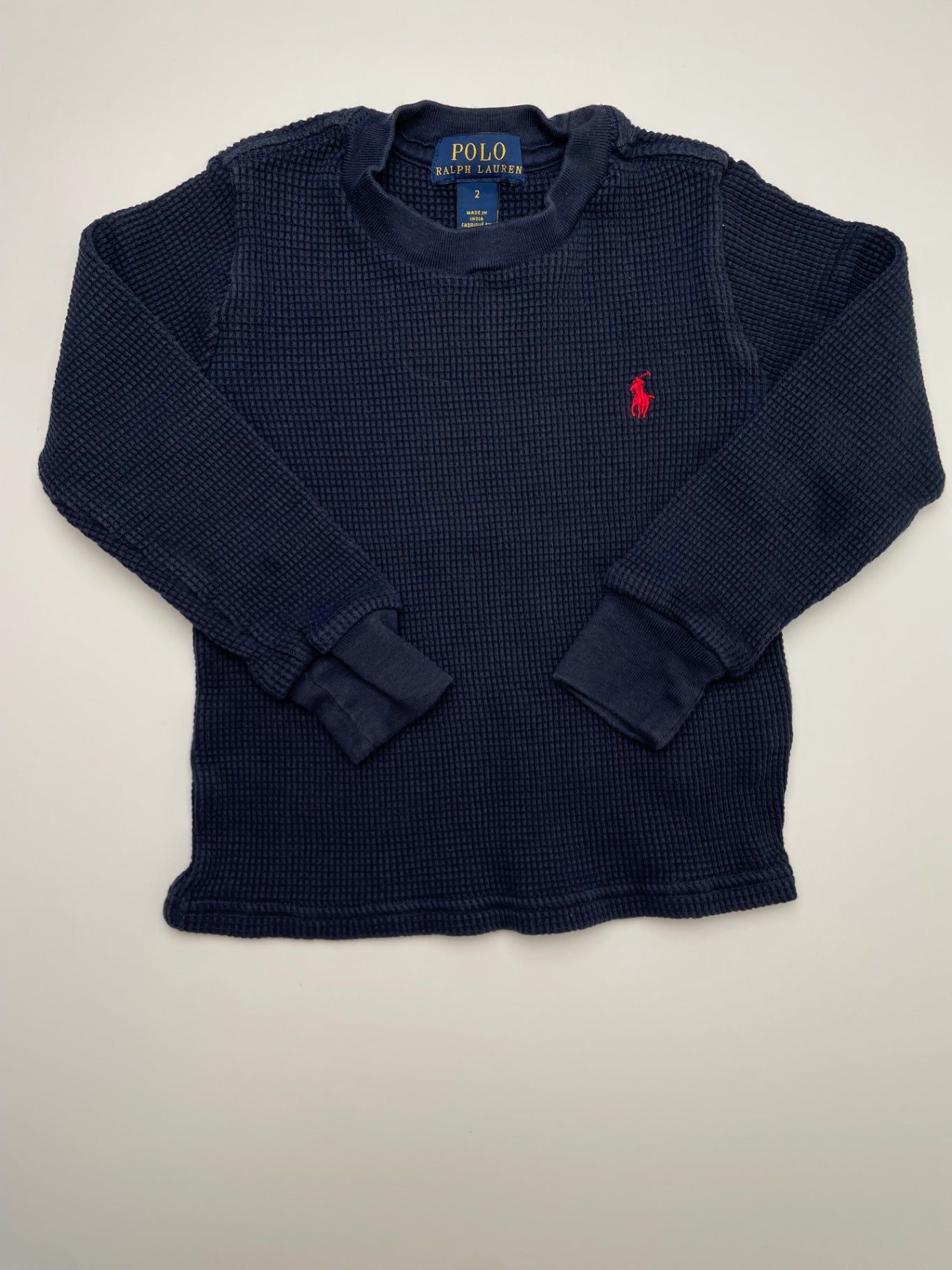 Polo Ralph Lauren Long Sleeve T-Shirt - Navy Blue Waffle Knit | size 2T