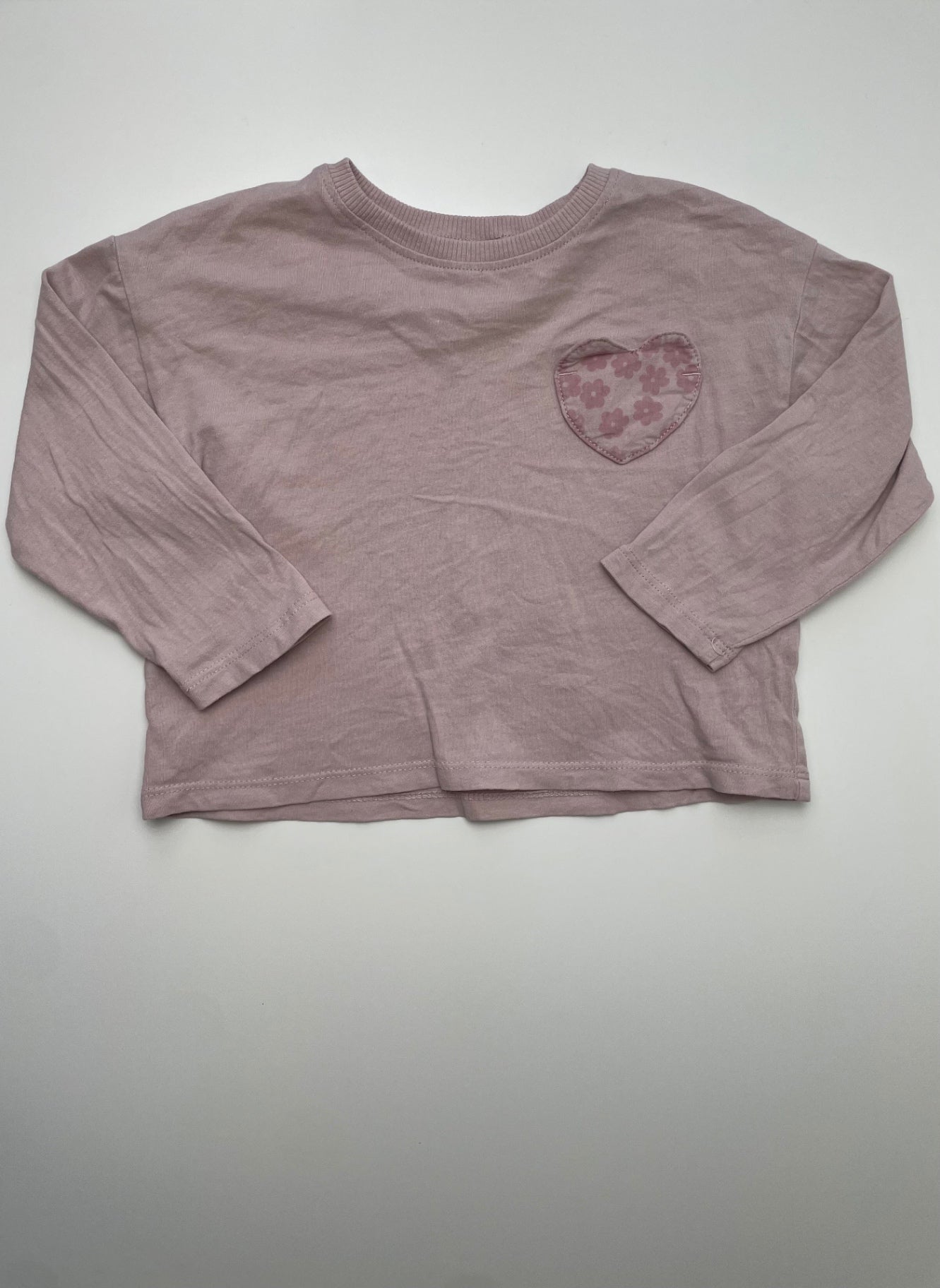 Zara Long Sleeve T-Shirt - Pink heart pocket | size 12 - 18 Months