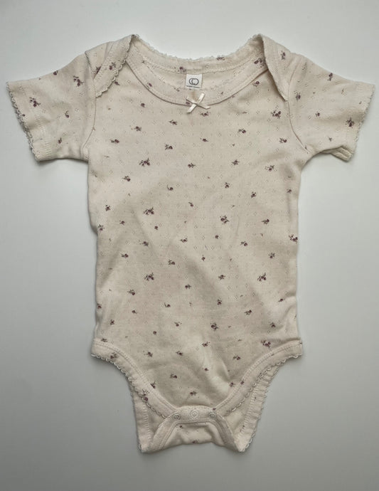 Colored Organics Onesie - Cream Pointelle Floral 100% Organic Cotton | size 12 - 18 Months